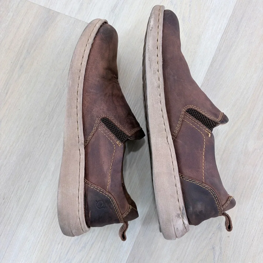 Born Mens Brown Leather Slip On Loafers‎ Shoes BM0015887 Size 11 44